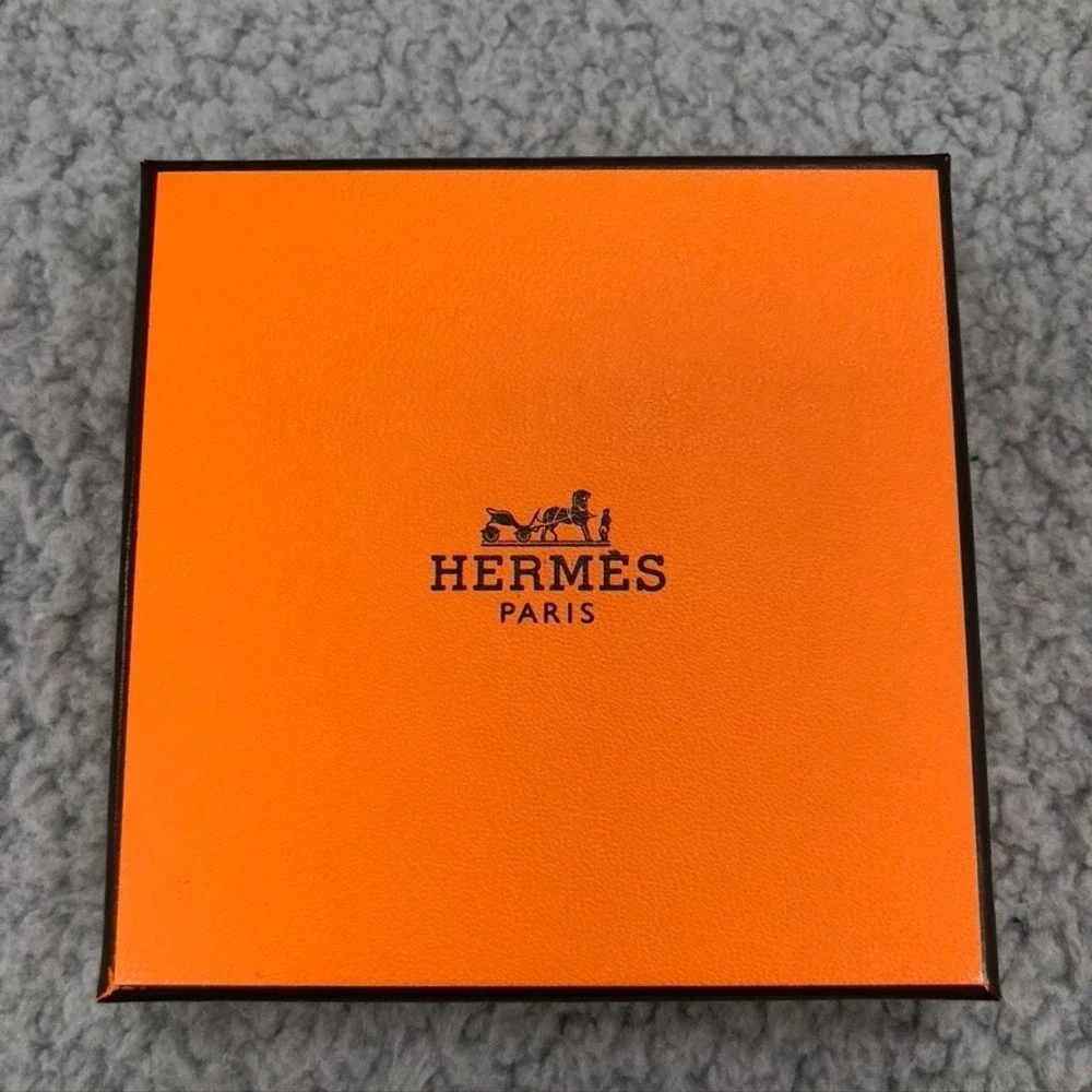 Authentic Hermes Orange Gift Box Empty Square 3.5x3.5x.75 Small Storage